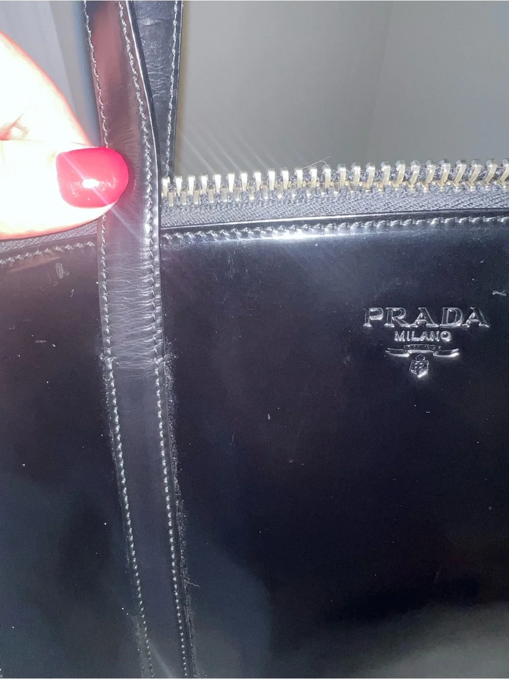 90s Vintage Prada Spazzolato bag In Black Noir CBK Carolyn Bessette Kennedy - Picture 10 of 12